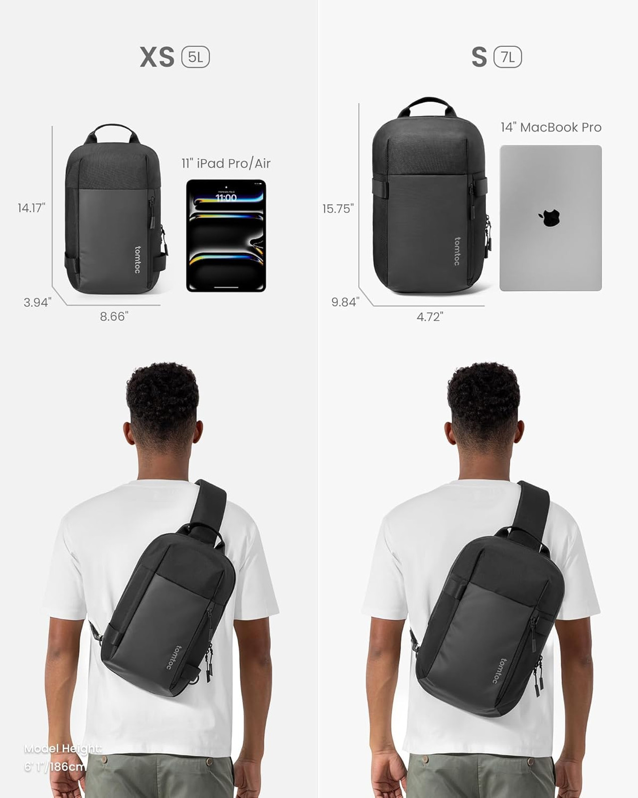 Tomtoc 7L Sling Backpack Crossbody Bag for Men Women EDC Daypack Chest Shoulder