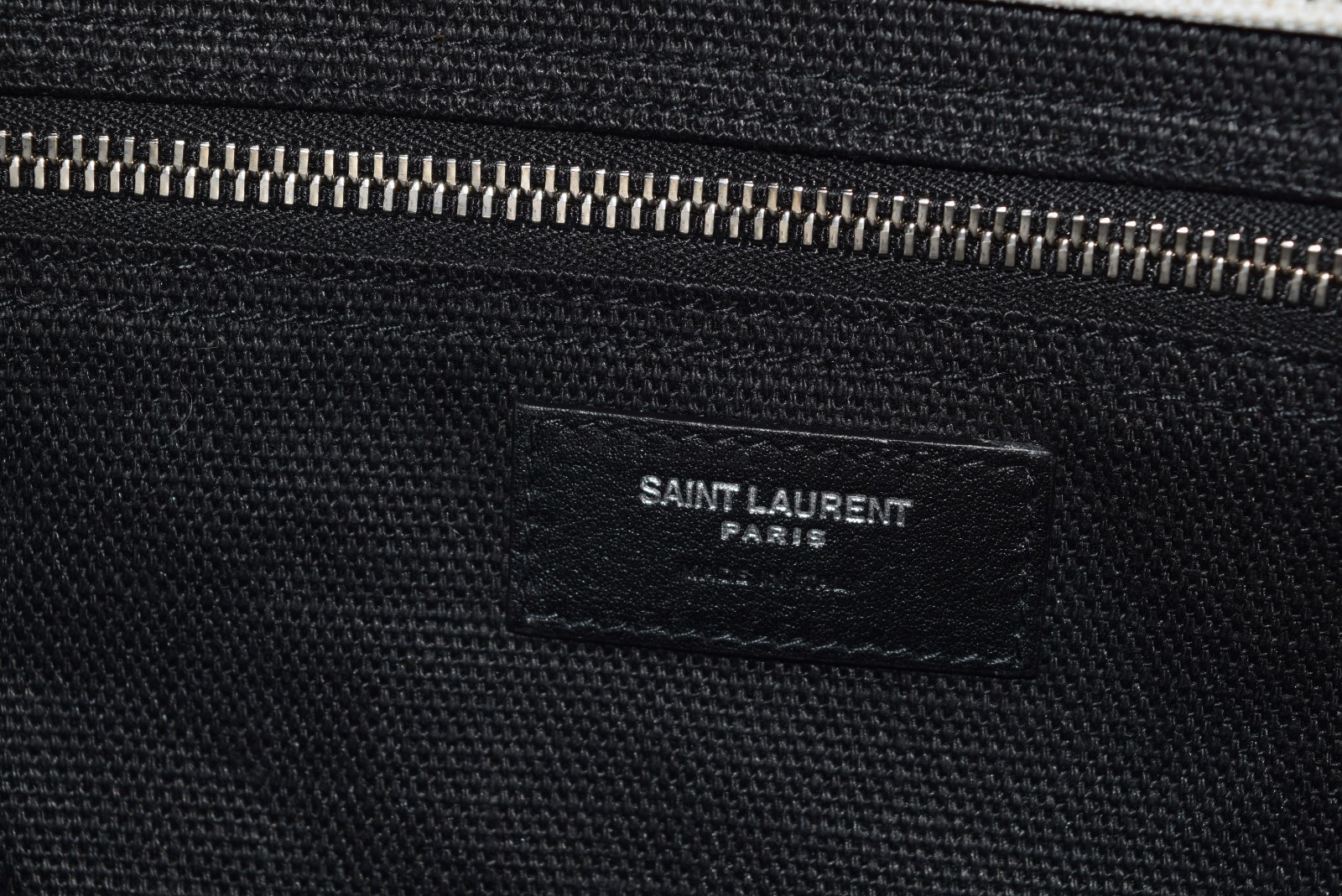 NWT! Authentic YSL Saint Laurent North South Linen Leather Tote Bag Beige Black