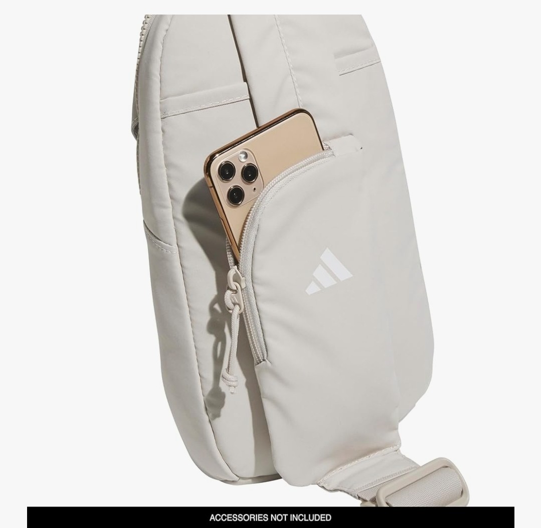Adidas Essentials Sling Crossbody Bag Beige New With Phone Strap Pocket. Unisex