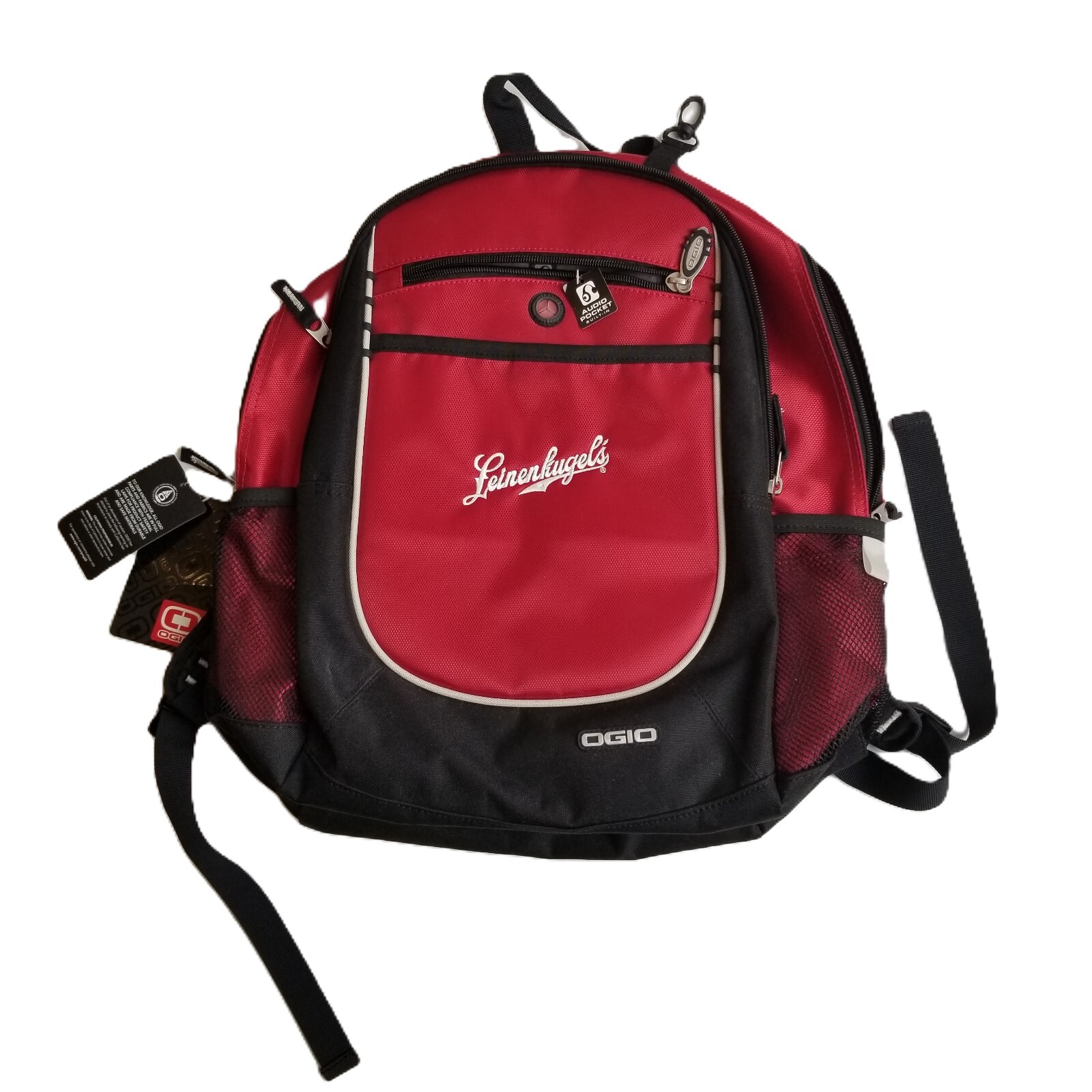 OGIO Backpack Leinenkugels Red Black Audio Pocket Tech Travel College School NEW