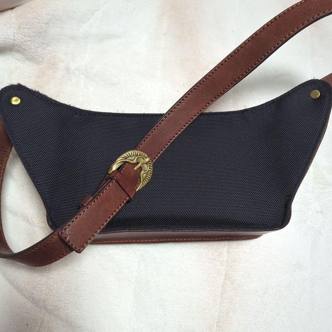 SAAD Saddle Leather Canvas Bag Used 13x24x8cm shoulder strap