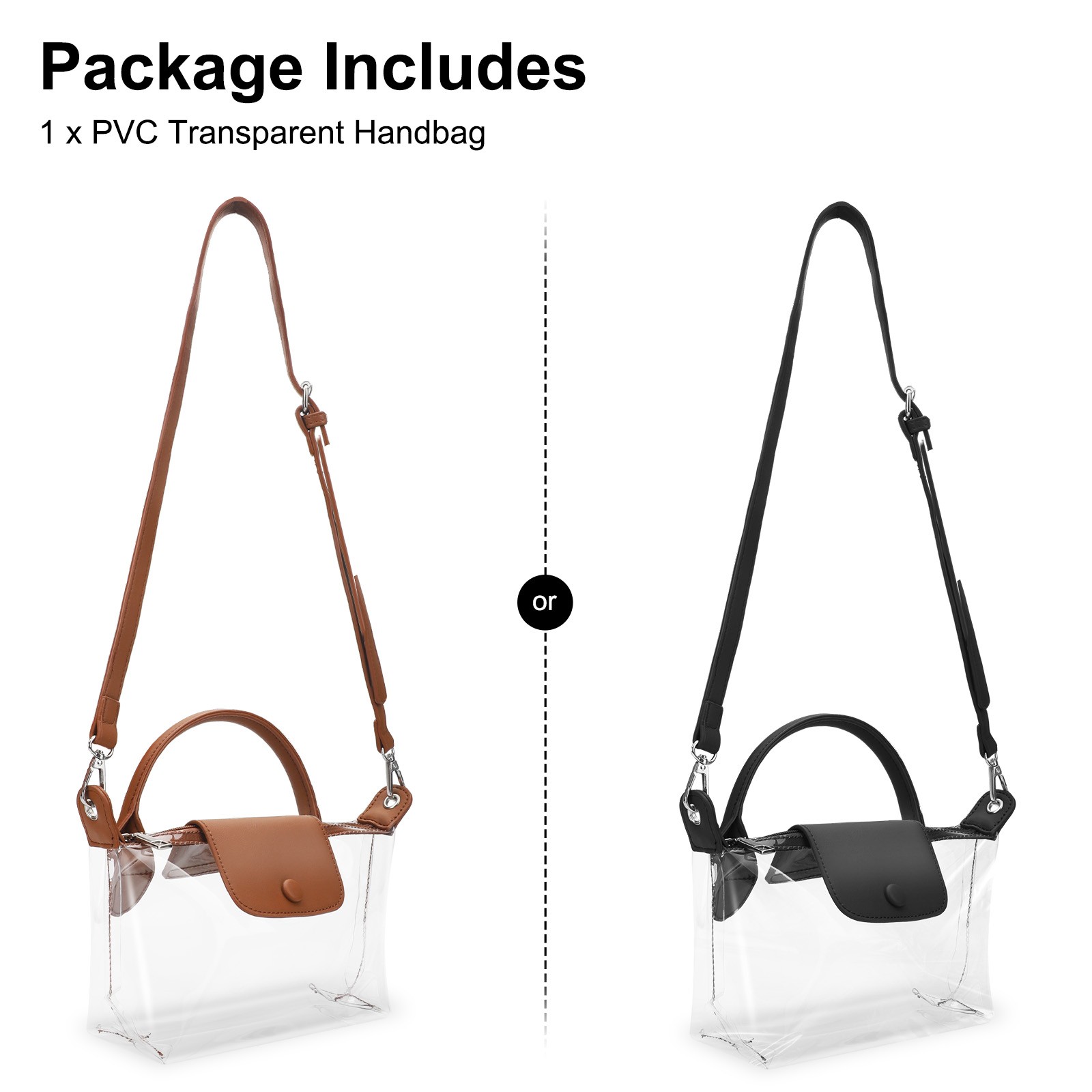 Transparent Handbag Stadium Approved Small Purse w/ Magnetic Buckle for Concerts