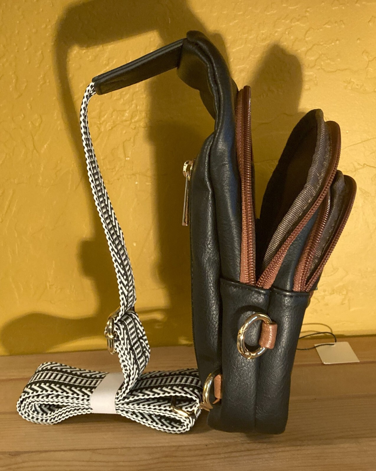 Unisex Sling Bag – Soft Vegan Leather Anti-Theft W/Adjustable Guitar-Style Strap