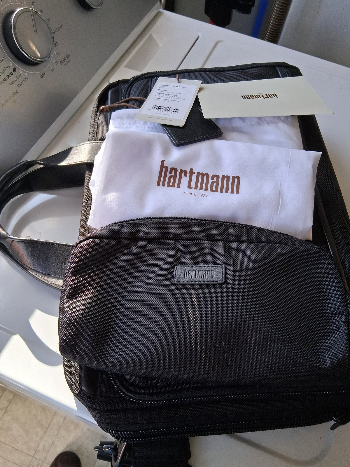 NEW! HARTMANN HYPERTEX BALLISTIC LEATHER TRIM SLIM LAPTOP BRIEFCASE 12.5X17.5′