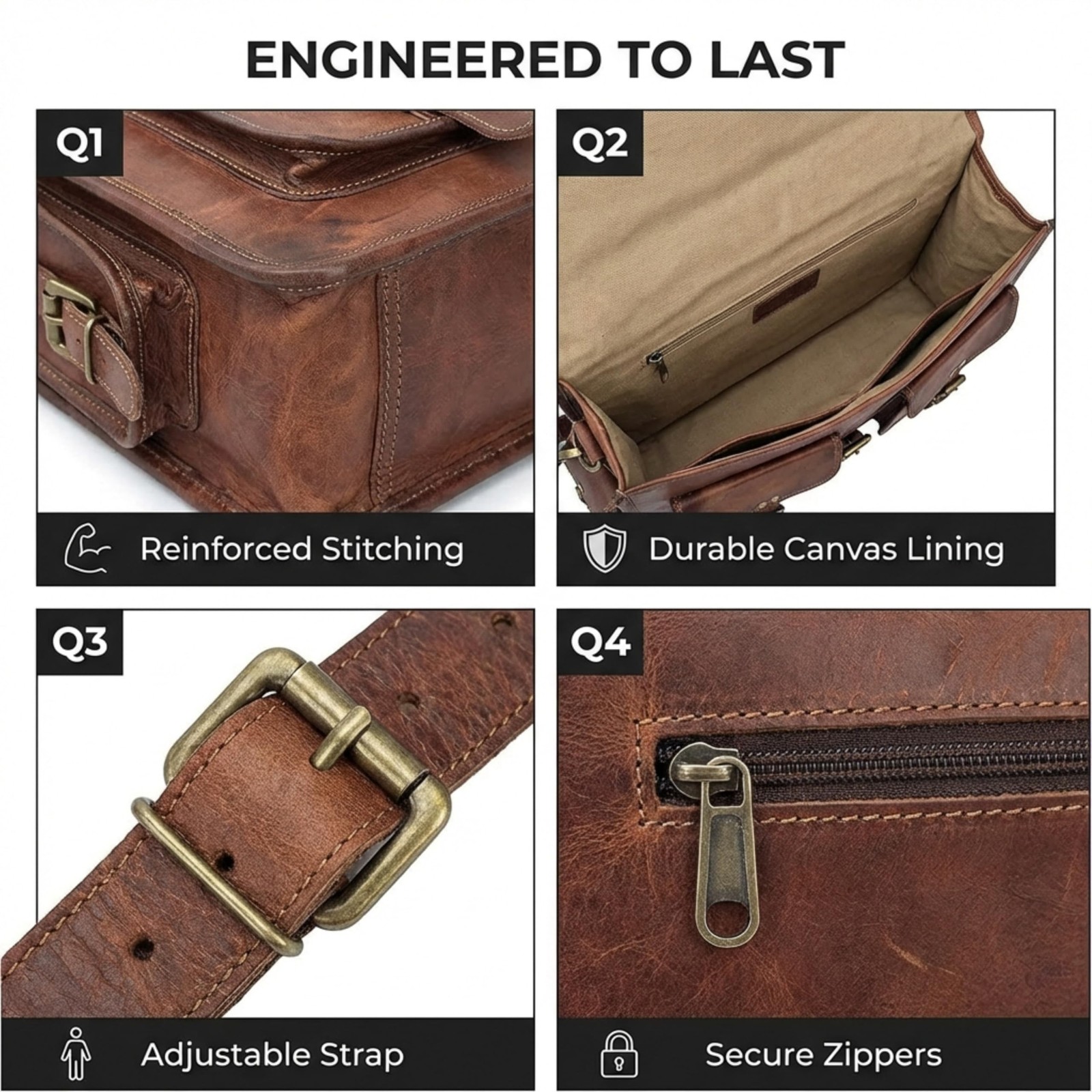 cuero Leather Messenger Bag for Men, 18 Inch Laptop Crossbody, Handmade Leath…