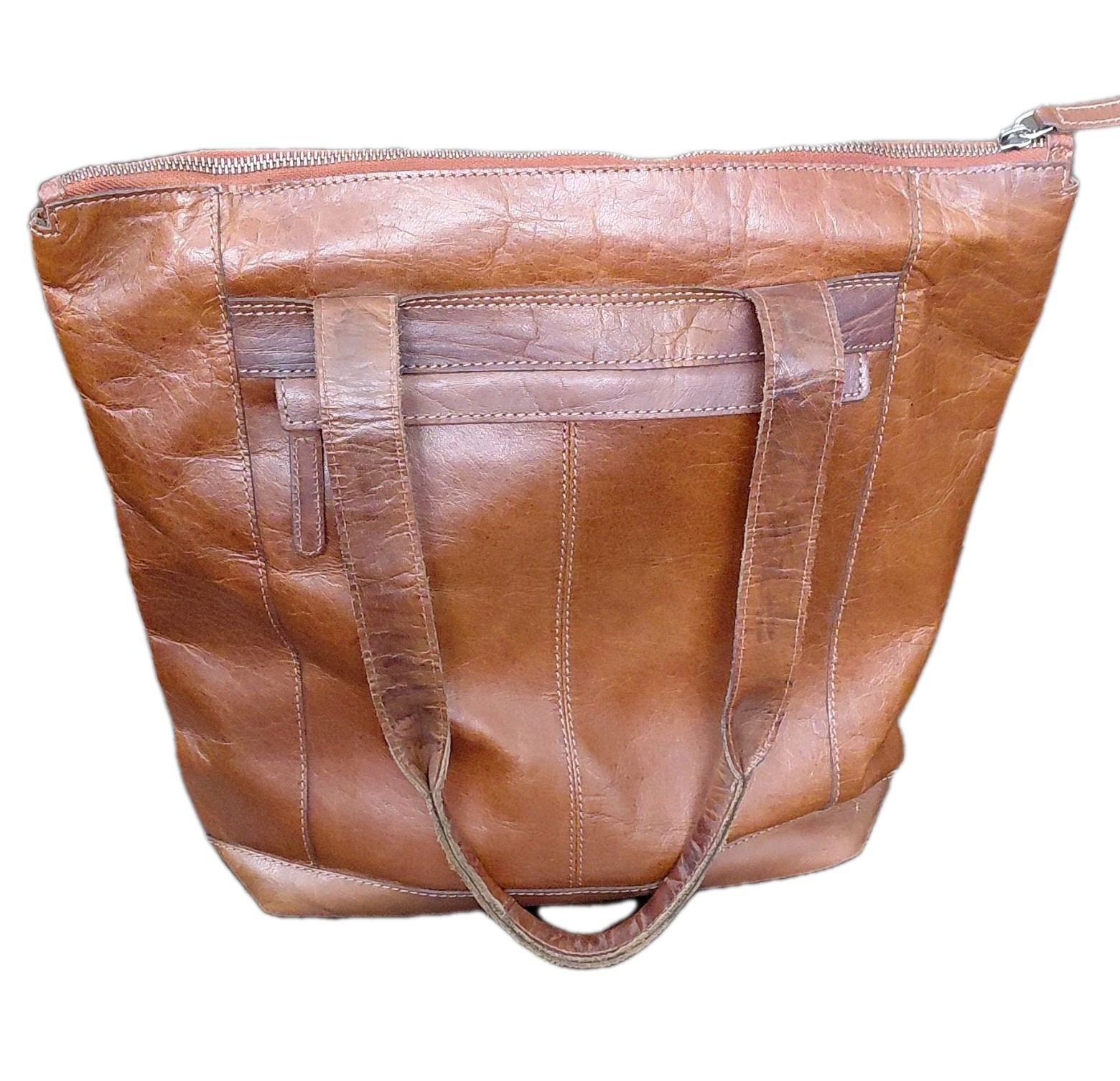 Wild West Los Angeles Brown Large Tote Bag Zip Closure Pockets Boho Indie