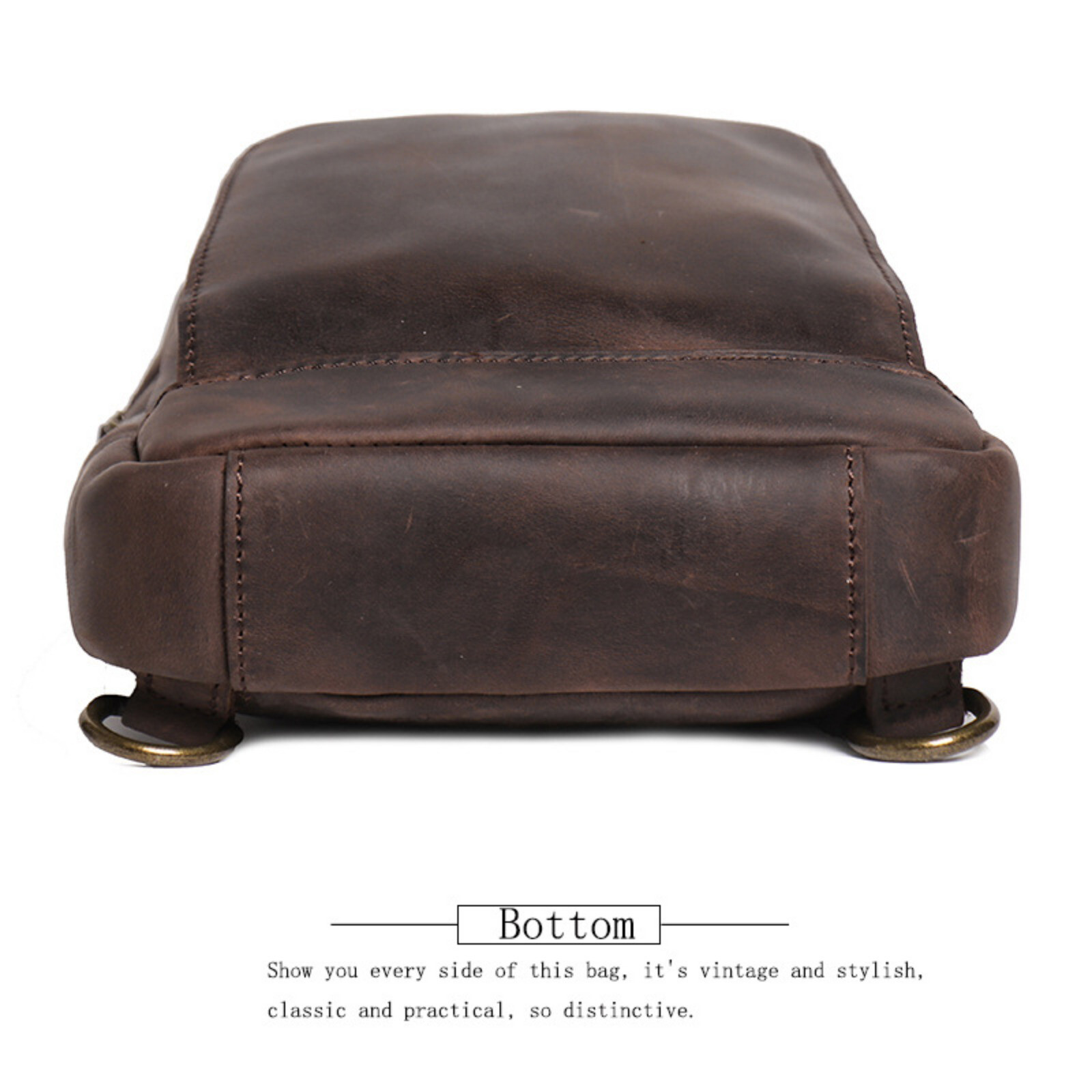 Men’s Leather Chest Sling Bag Crossbody Travel Backpack Shoulder Pack