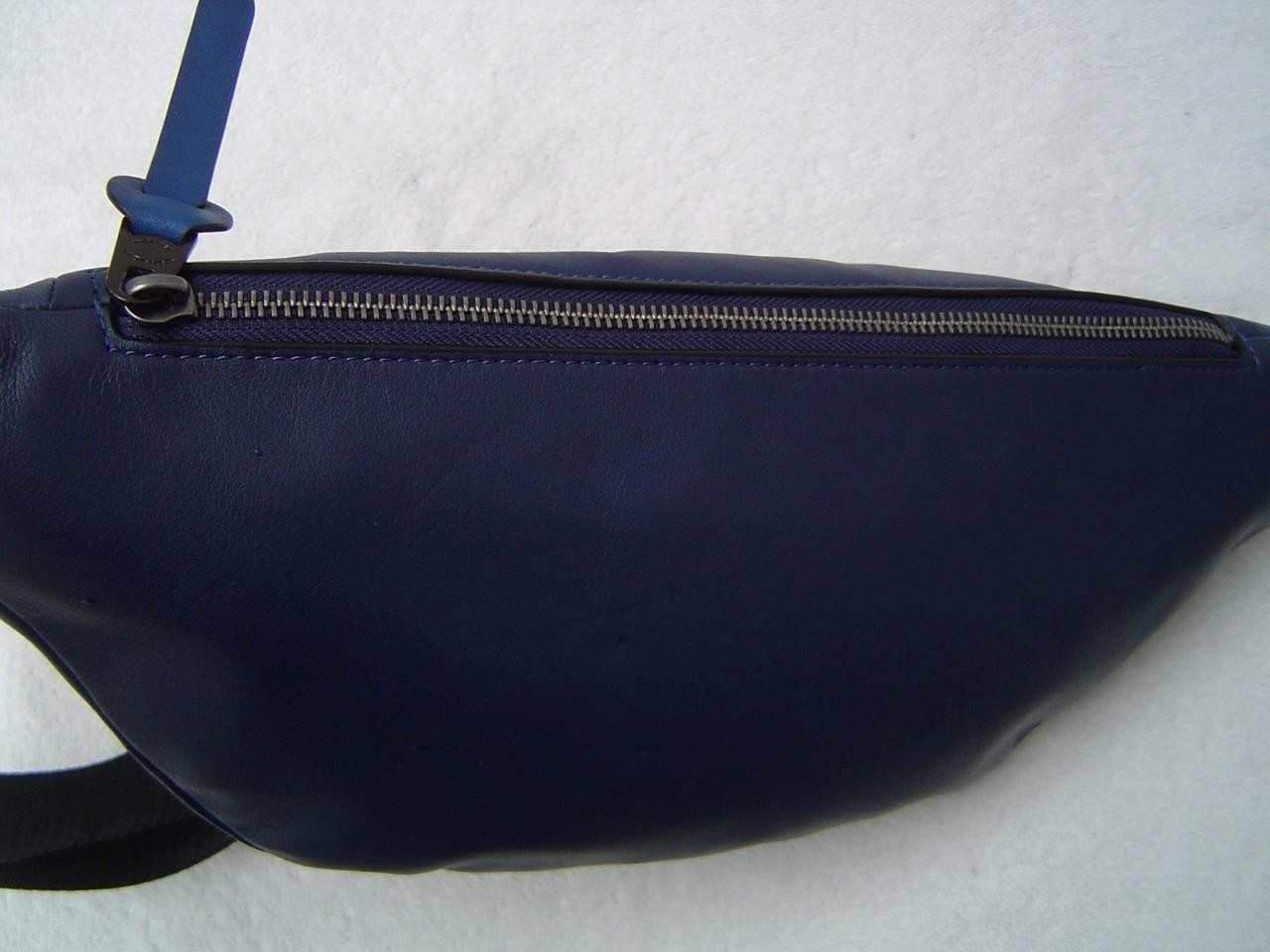 AUTHENTIC COACH MENS SMOOTH BLUE LEATHER RIVINGTON BELT BAG #89079 EUC/LN