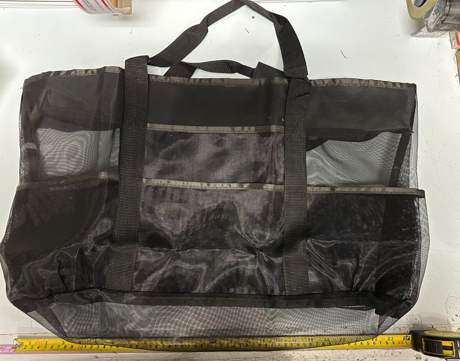 28″x15″ Extra Large Summer Beach Mesh Bag Tote w/Zipper & 8 Pockets XL Sandproof