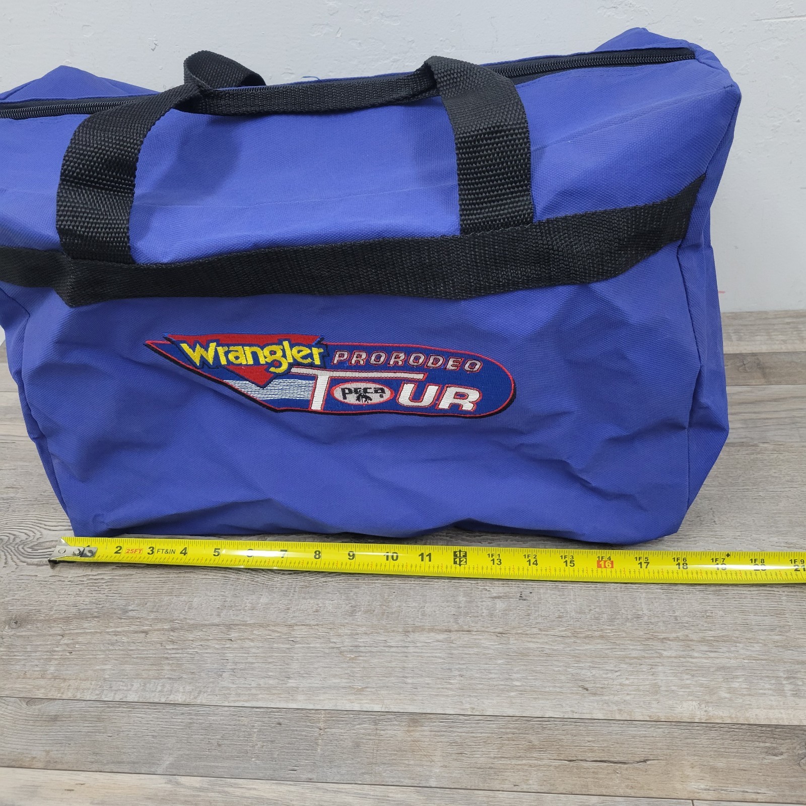 Wrangler Duffel Bag Blue Pro Rodeo Tour PRCA Western Embroidered Carry On Travel