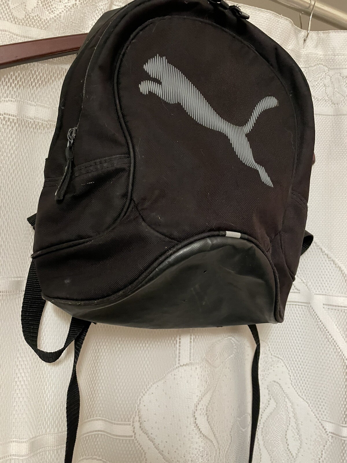 Rare Puma Small Backpack Black Faux Leather Base Reflective Details