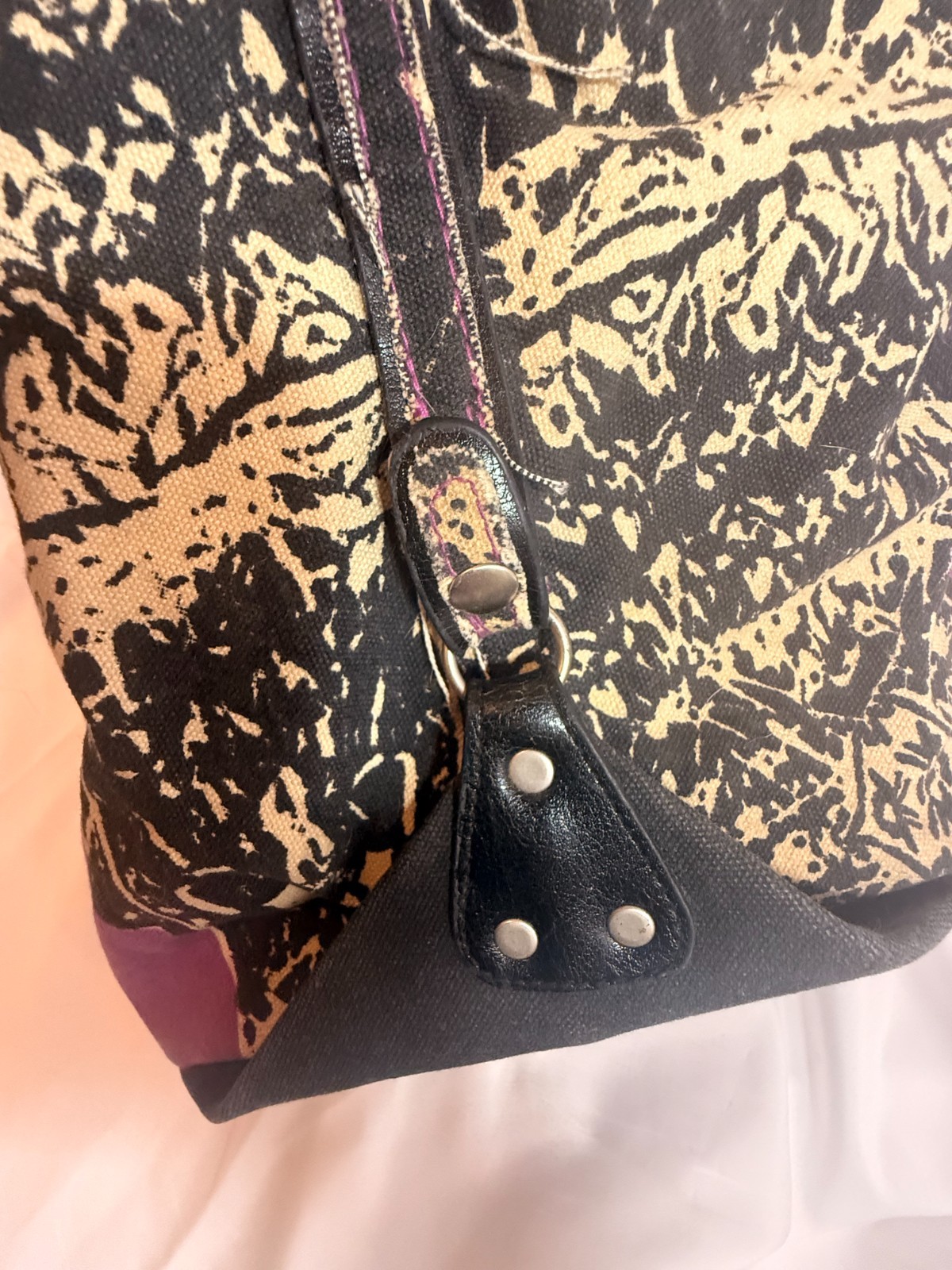 Andy Warhol Museum Collection Purple Canvas FLOWERS Duffel Weekender Bag