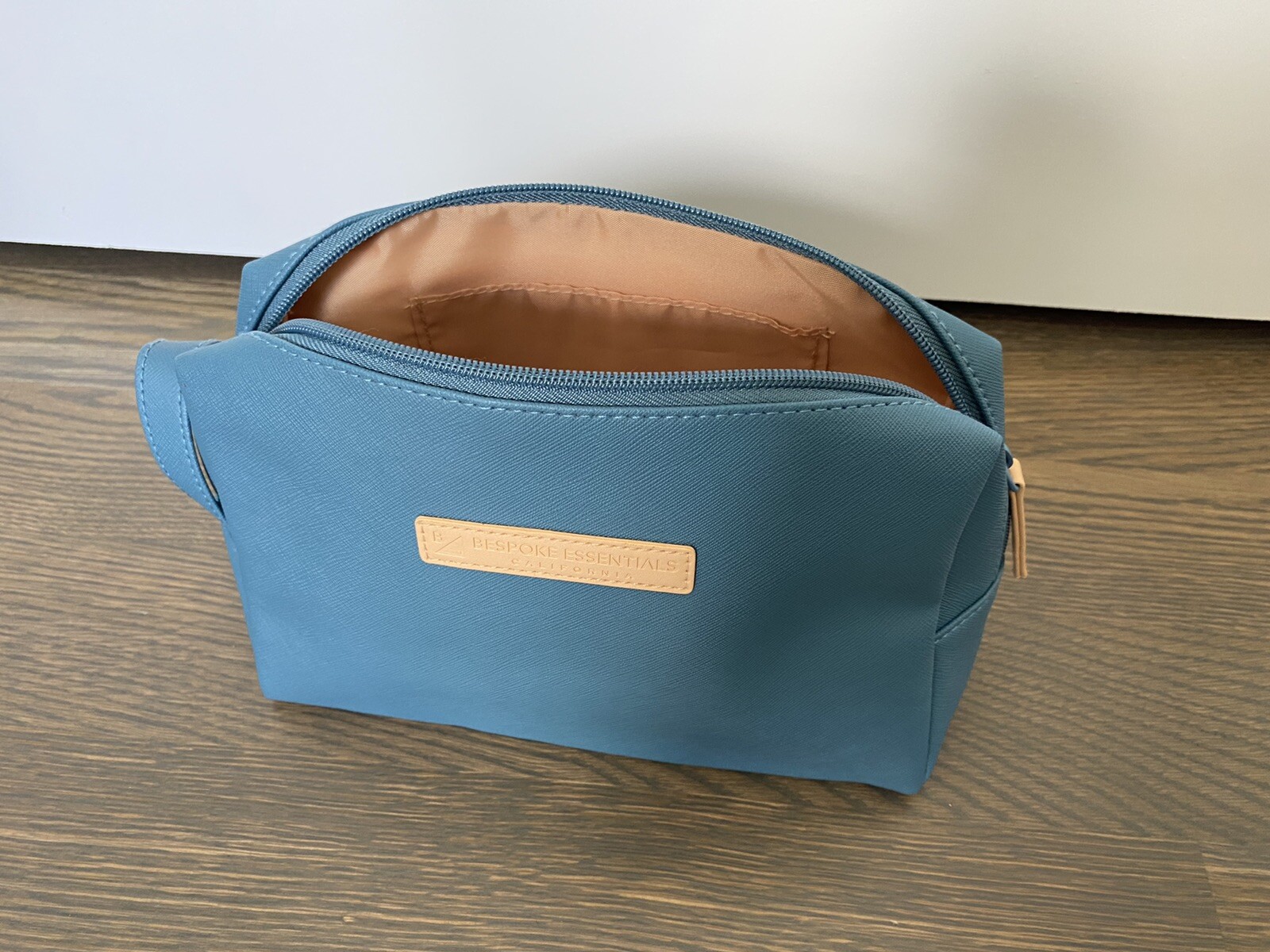 Bespoke Essentials Toiletry Makeup Bag Travel Cosmetic Case Blue Cream Medium