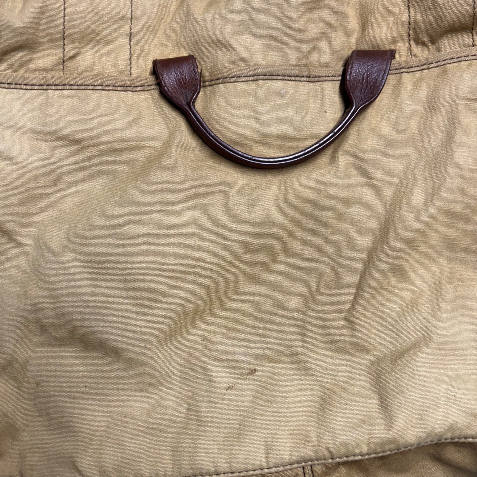 J.Crew Messenger Bag Tan Men OS Canvas Leather Trim Satchel Work Travel