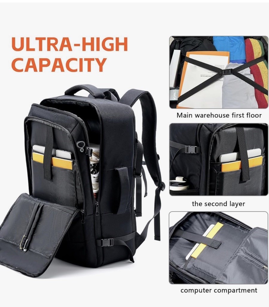 Travel Laptop Backpack, 50-60L Large Expandable Suitcase-Style Backpack New
