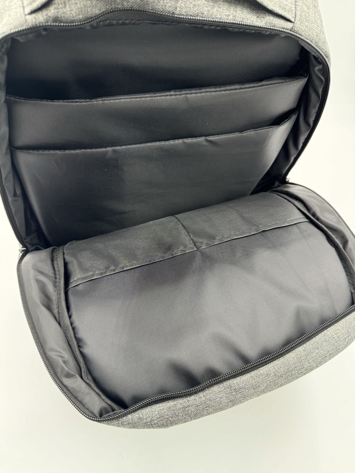 Grey Laptop Travel Work School Backpack Padded Zipper Close Adjustable Strap