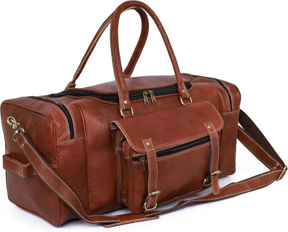 Leather Duffel Bag for Men and Women Grain Leather Travel Best Christmas Gift