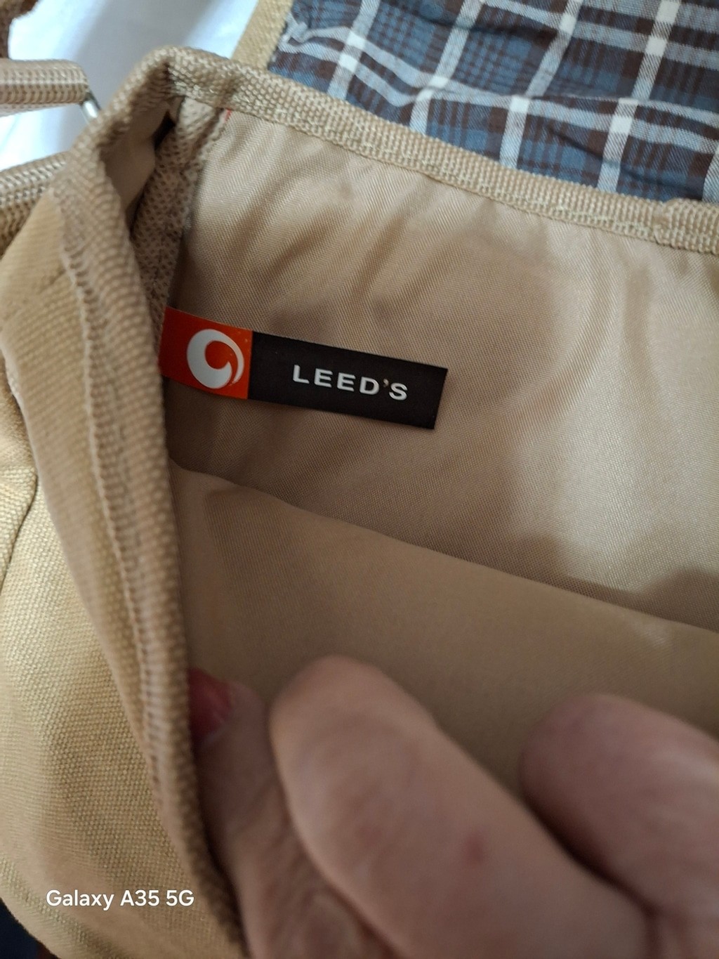Vintage Field & Co. Canvas Messenger Bag with Leather Trim – Tan