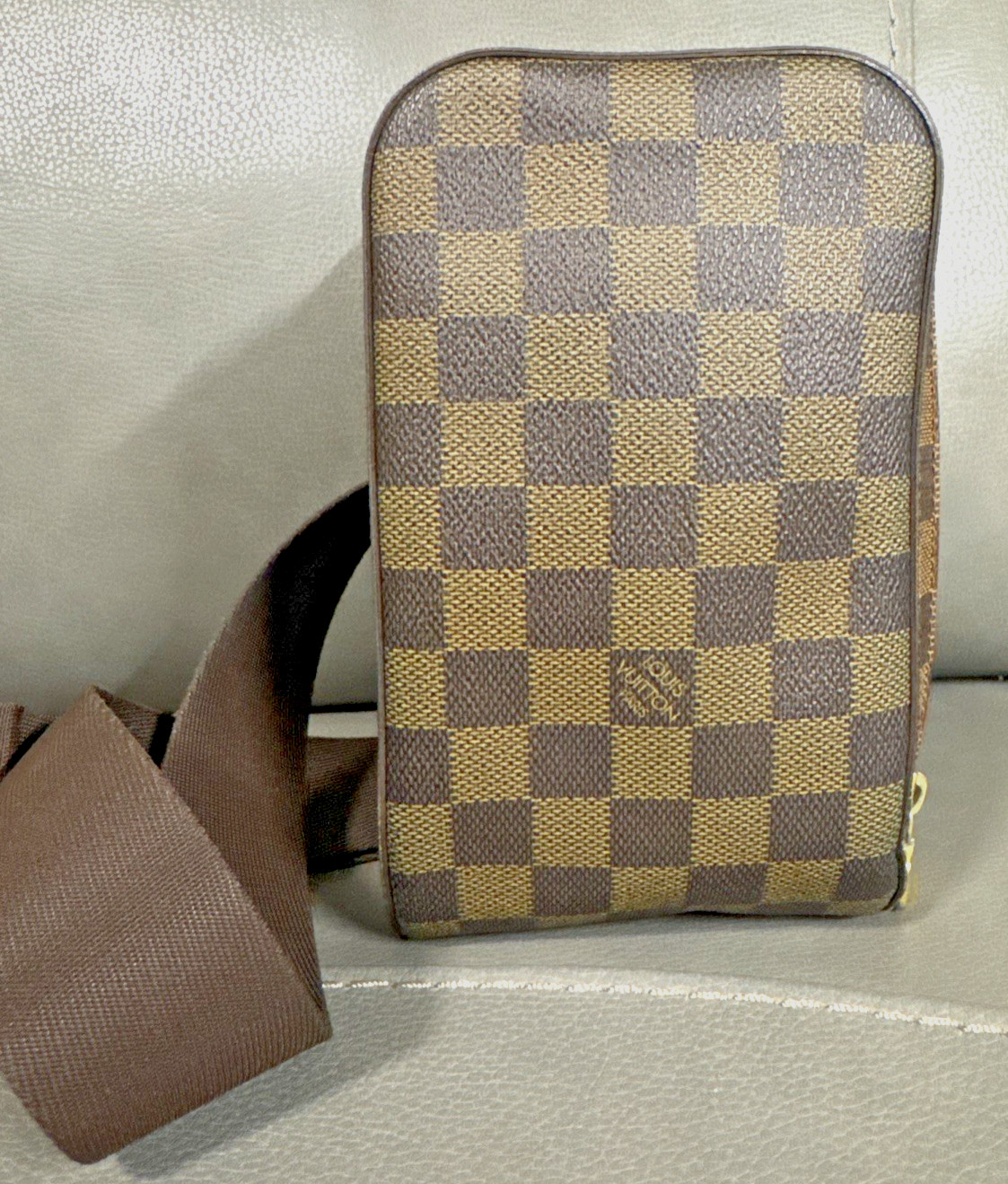 Authentic Louis Vuitton Damier Ebene Geronimos Shoulder Belt Sling Crossbody Bag