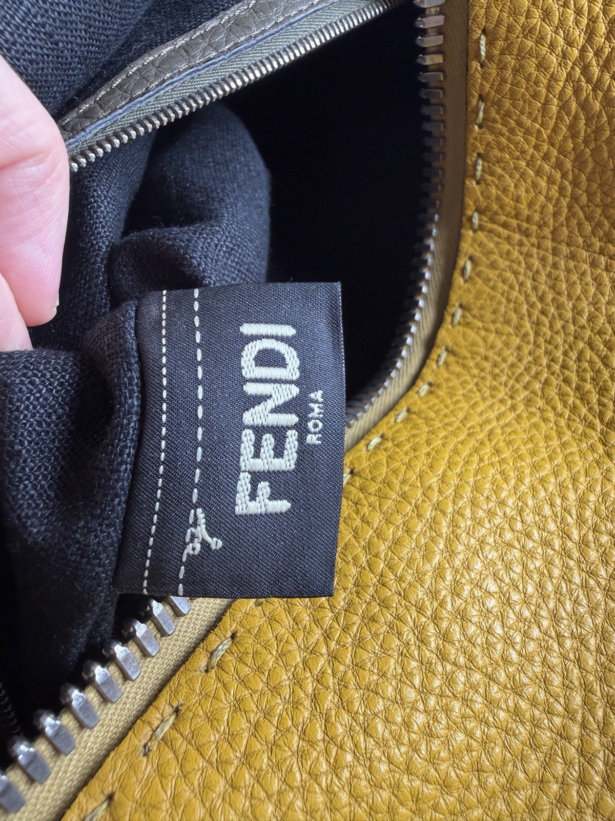 Authentic Rare Fendi Selleria Tri-Color Backpack Men Women Black Yellow Khaki
