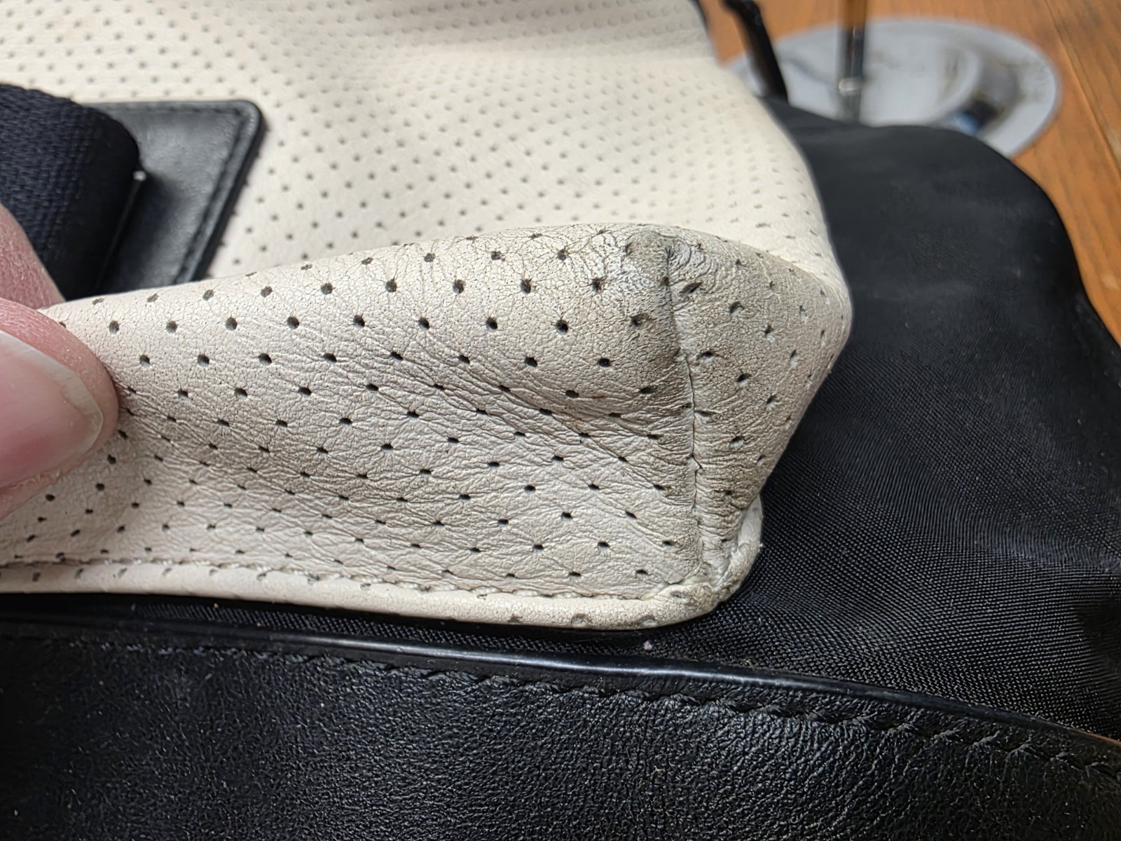 COACH F56662 Explorer Back Pack Perforated Mixed Materials Chalk/Black