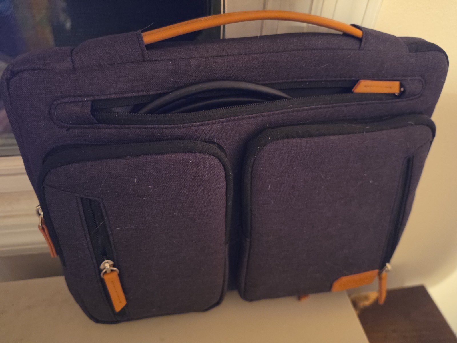 Mancro Dark Gray Laptop Backpack with Leather Accents
