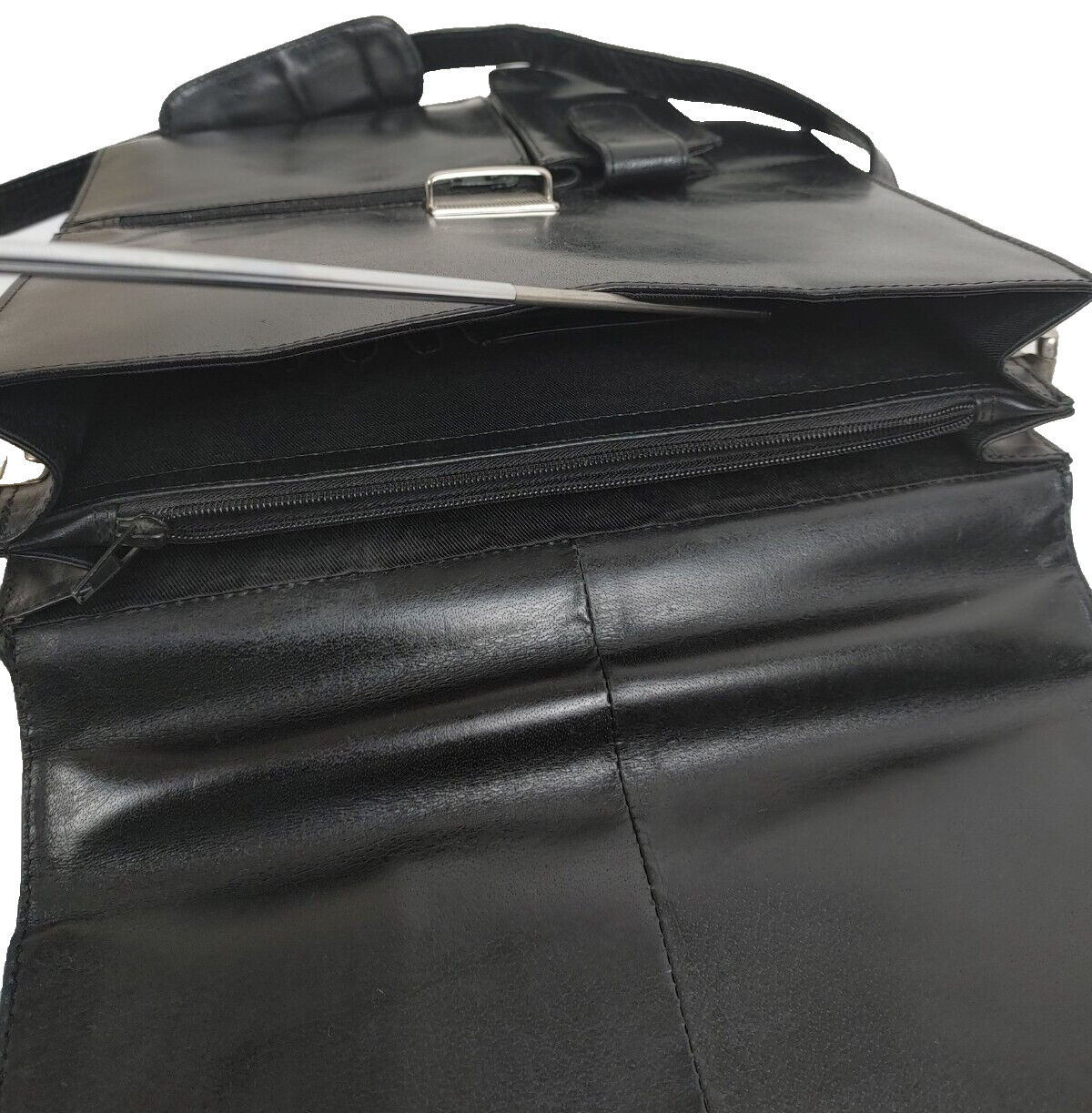 Dizengoff Men Genuine Leather Cross Body Shoulder Messenger Bag Small Black