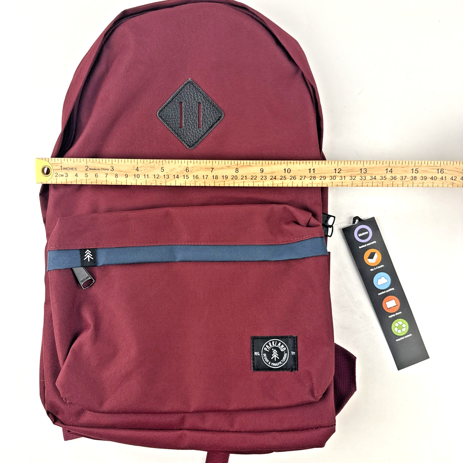 NEW Parkland Meadow Plus 30L Backpack Maroon Burgundy 15″ Laptop Bottle Holder