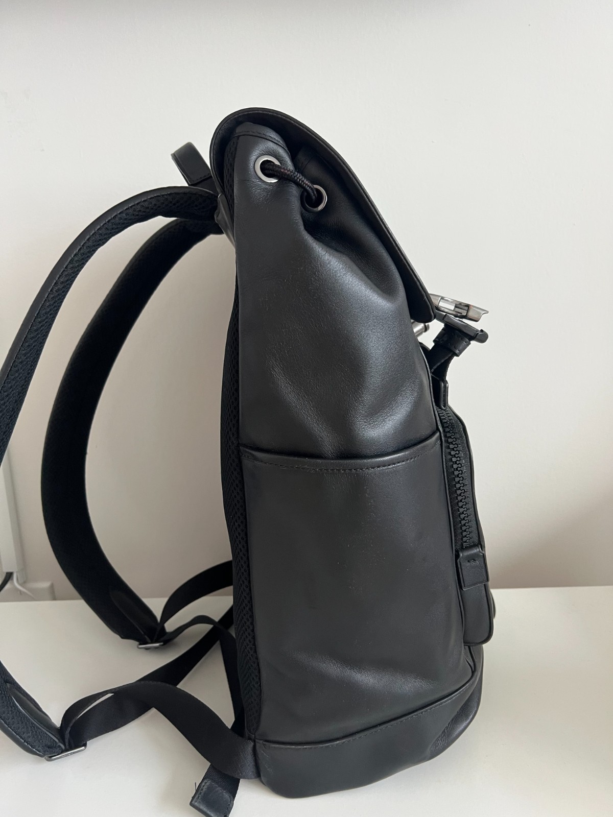 Coach Track Backpack Gunmetal/Black Smooth Calf Leather 16″ Laptop Bag