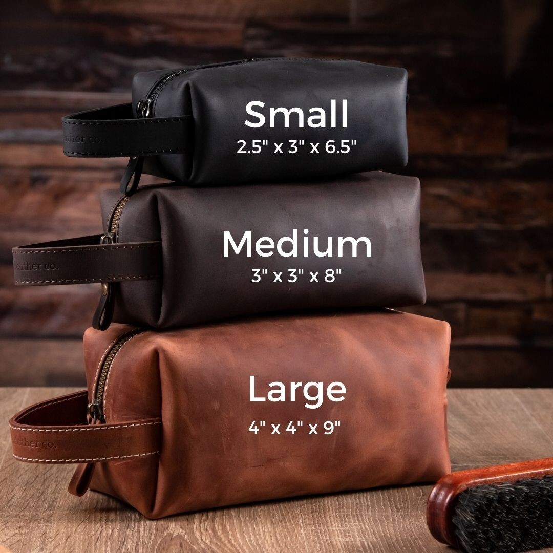 Personalized Genuine Leather Toiletry Bag For Men Dopp Kits For Him Wash Bag