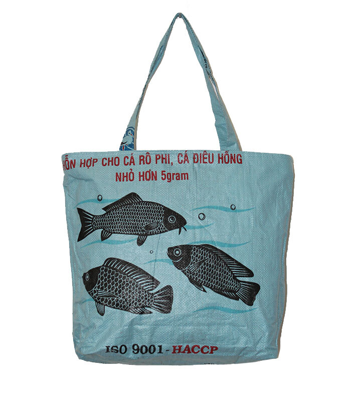 Fair Trade Recycled Budget Tote Bag made from Fish Feed Bags from Cambodia