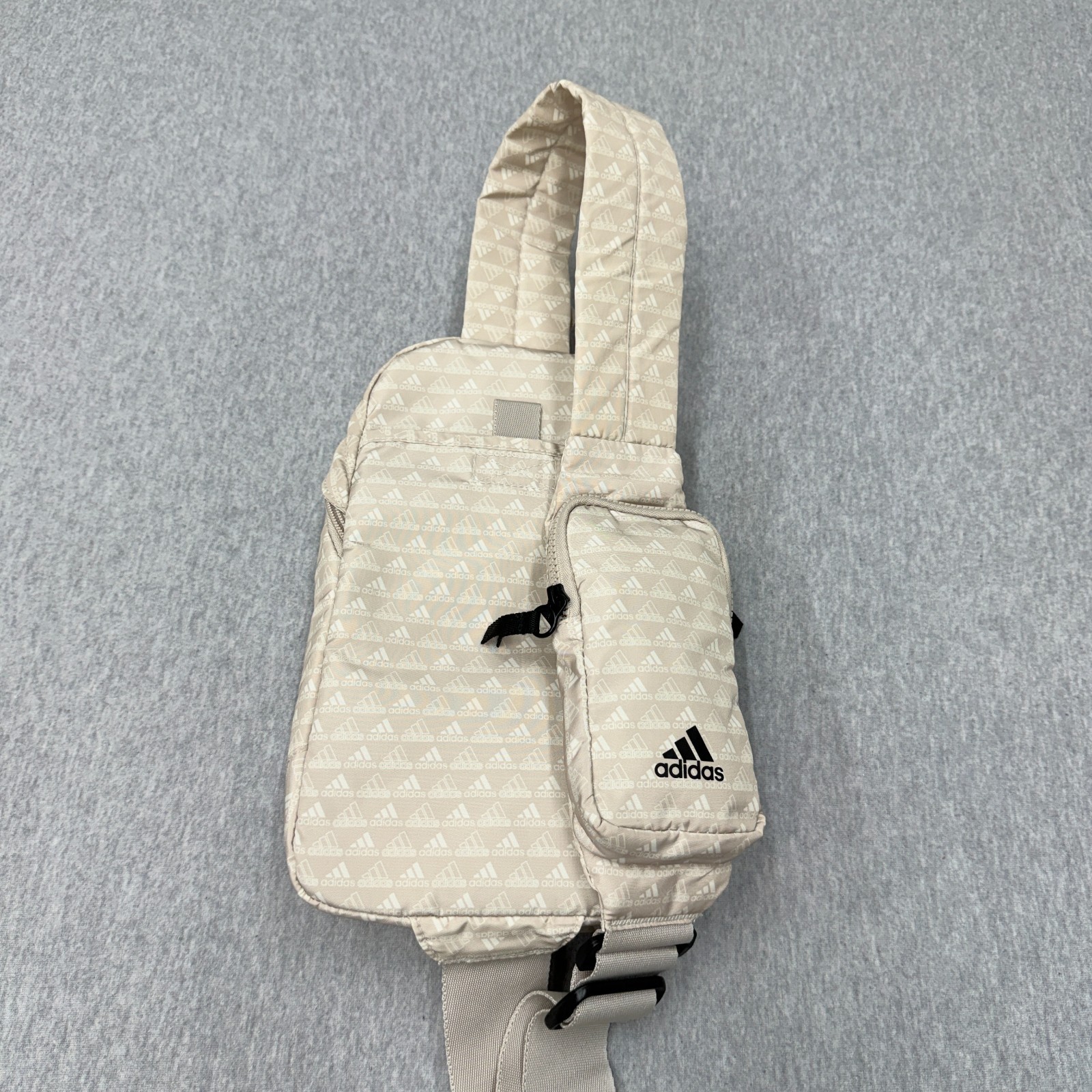 Adidas Essentials 2 Sling Crossbody Bag Beige All Over Mini Monogram Wonder Pack