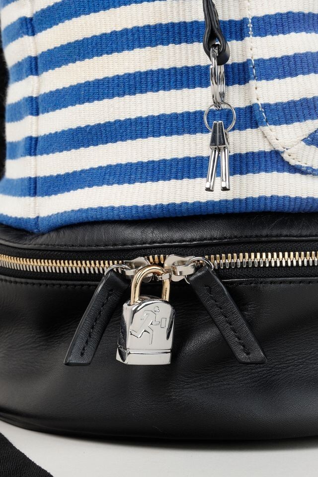 Want Les Essentiels Blue and White Striped Backpack, One Size