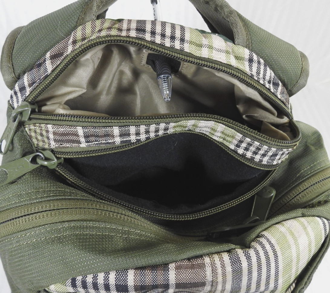 Dakine Olive Green & Tan Plaid Explorer Pack Laptop Backpack. #8130-050-27
