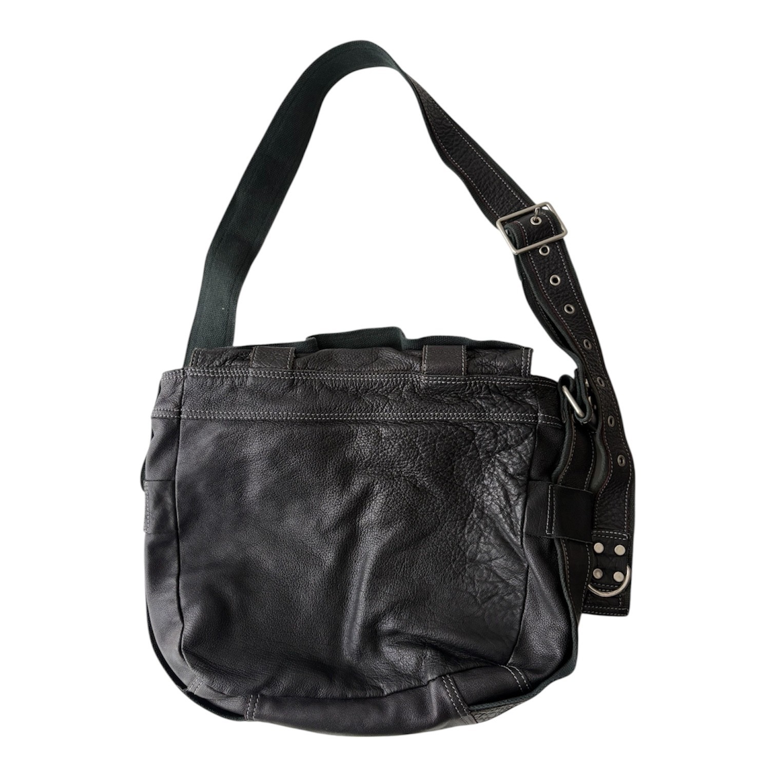 DIESEL Vintage Leather Messenger Bag Black Harness Avant Garde Industrial Biker