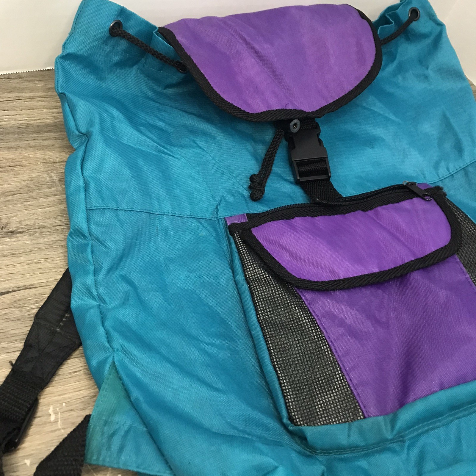 Vintage Retro Drawstring Buckle Zipper Bag Back Pack Outdoor Travel (C2)