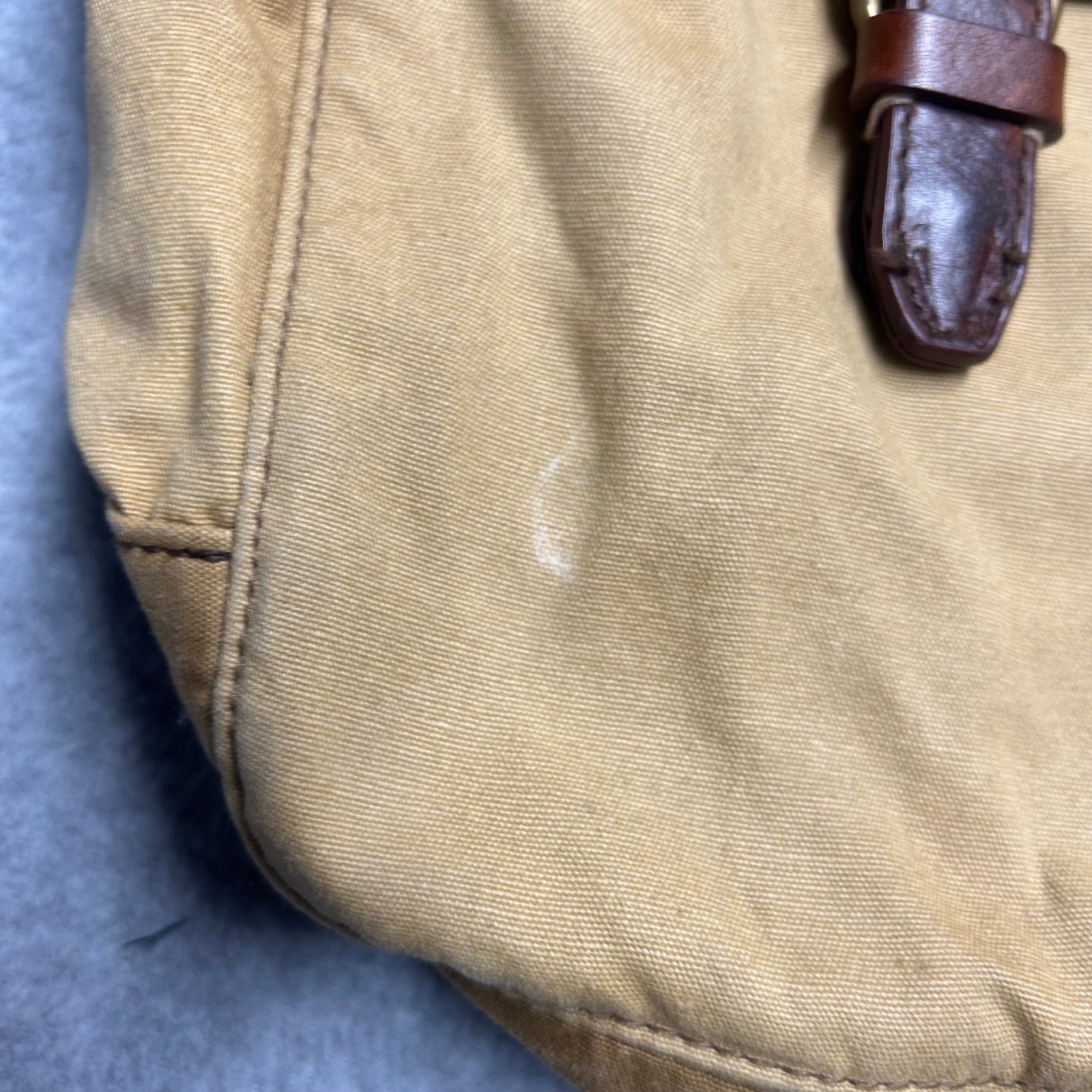 J.Crew Messenger Bag Tan Men OS Canvas Leather Trim Satchel Work Travel