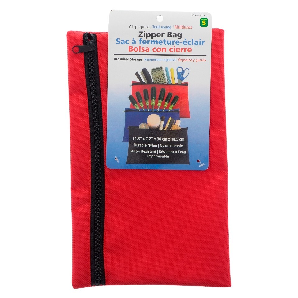DOLLARAMA All Purpose Canvas Green Zipper Bag Case of 24 FREE SHIPPING