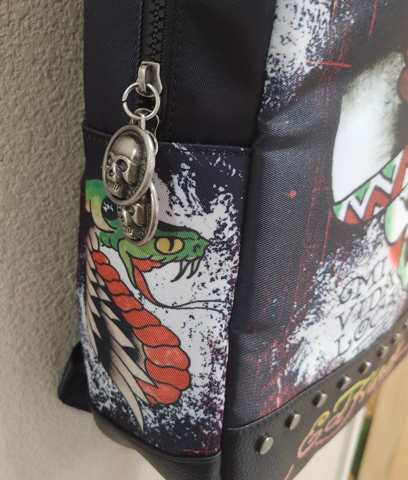 New Y2K retro Ed Hardy Large Backpack Tattoo Print Laptop Pocket Vegan Material
