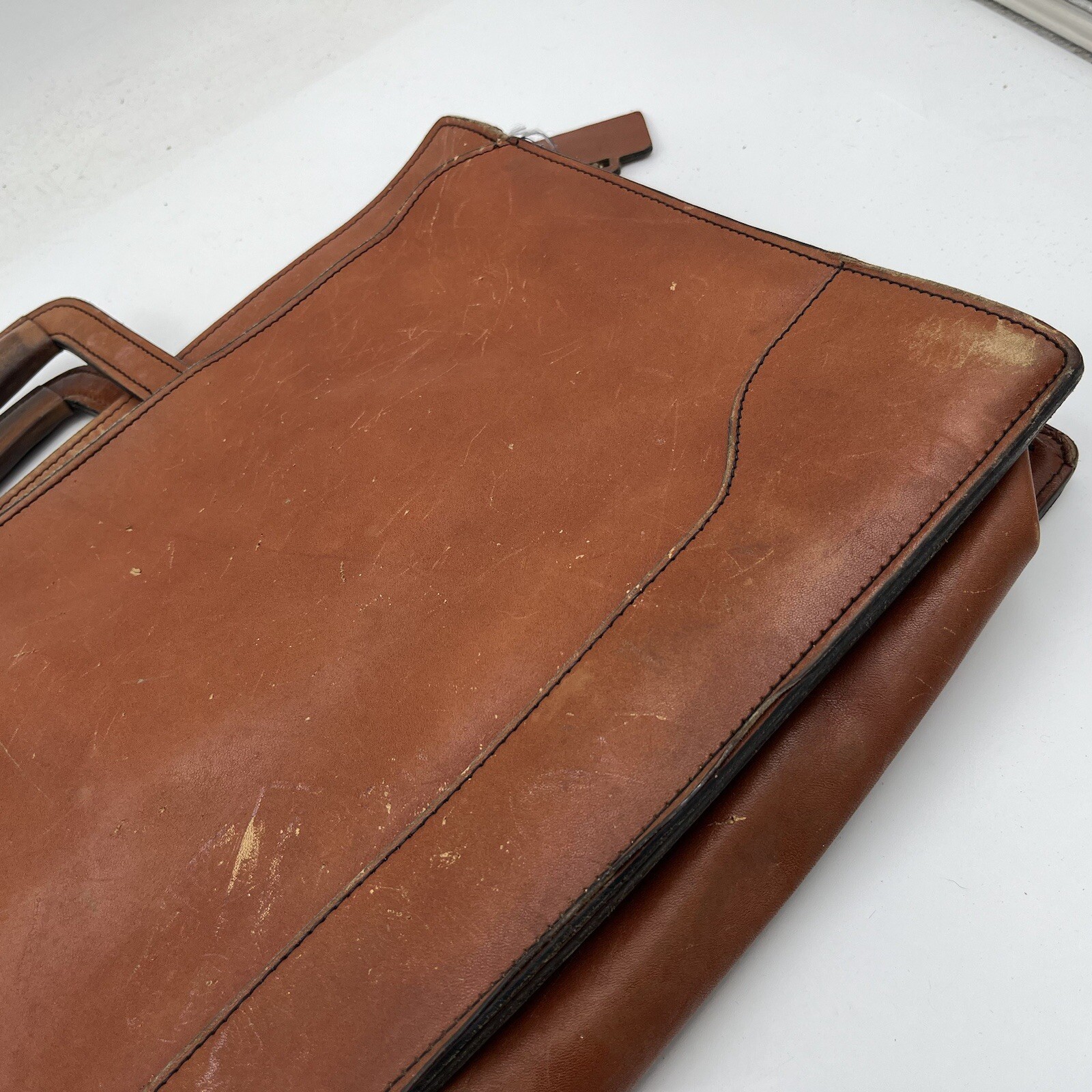 Vintage Schlesinger Brothers Briefcase Casesetter Slim Portfolio Brown Leather