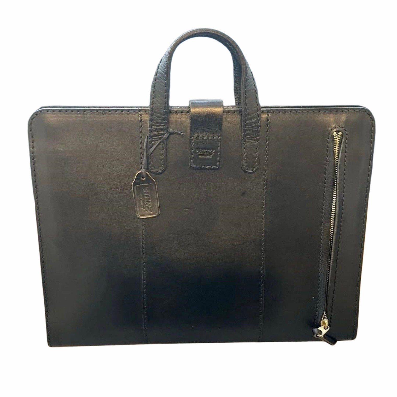 Herz BW-101 S Leather Business Bag Black 38cm x 30cm Used Japan