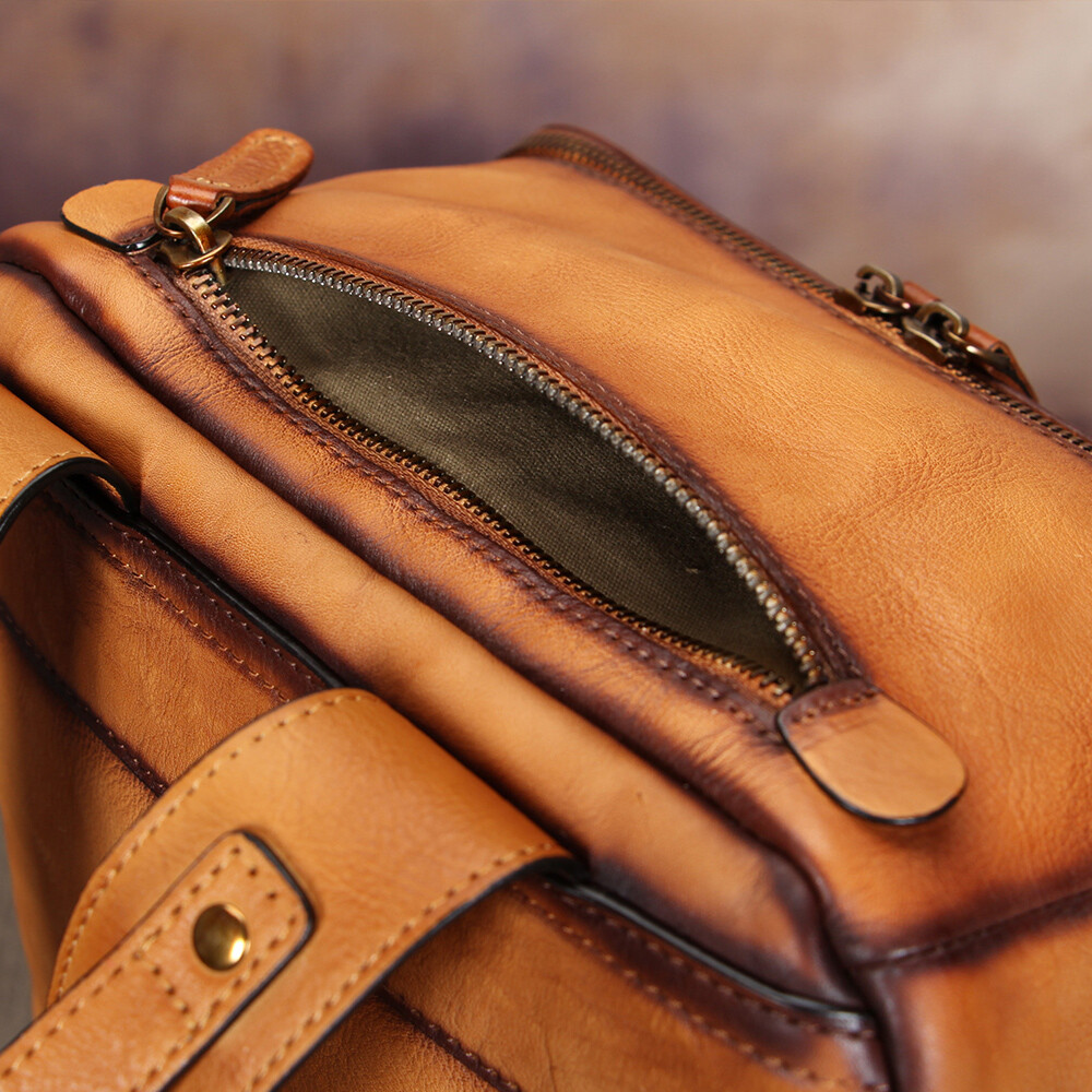 Genuine Leather Backpack Purse Men Vintage Rucksack Daypack for Travel Laptop