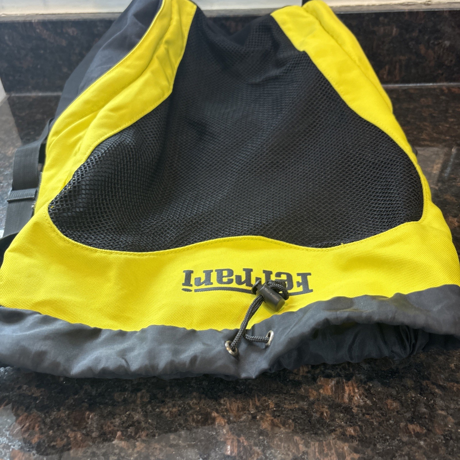 Ferrari Fila Book bag Neon Yellow Black Tie Strap Rare🔥🐎