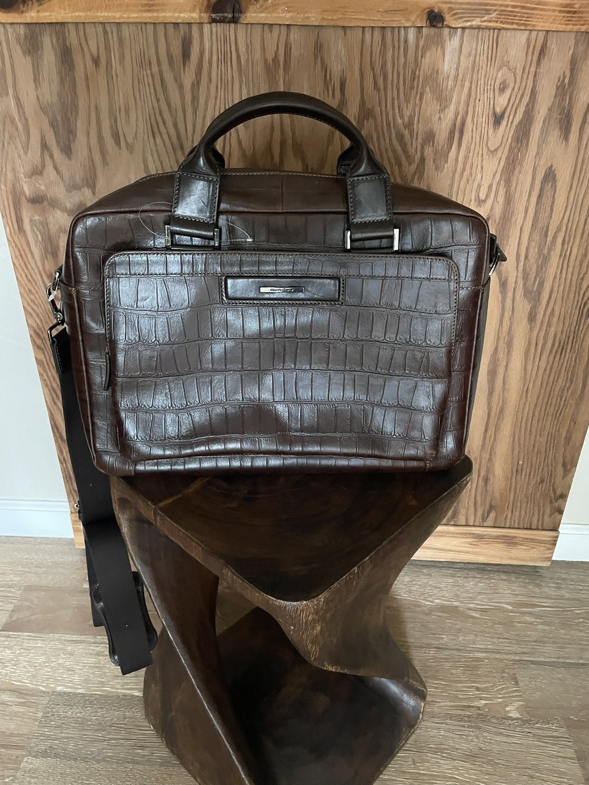 NWT Gianni Conti Croc Leather Briefcase Italy $798