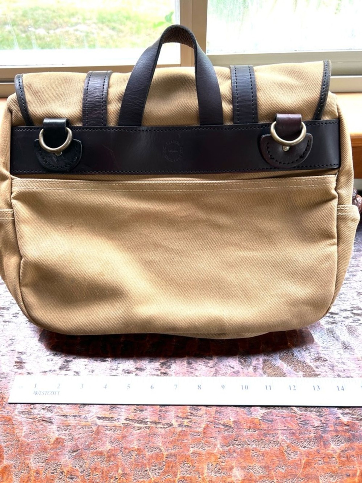 VTG Authentic Filson Medium Field Bag 232 Tan Canvas Bridle Leather Excellent