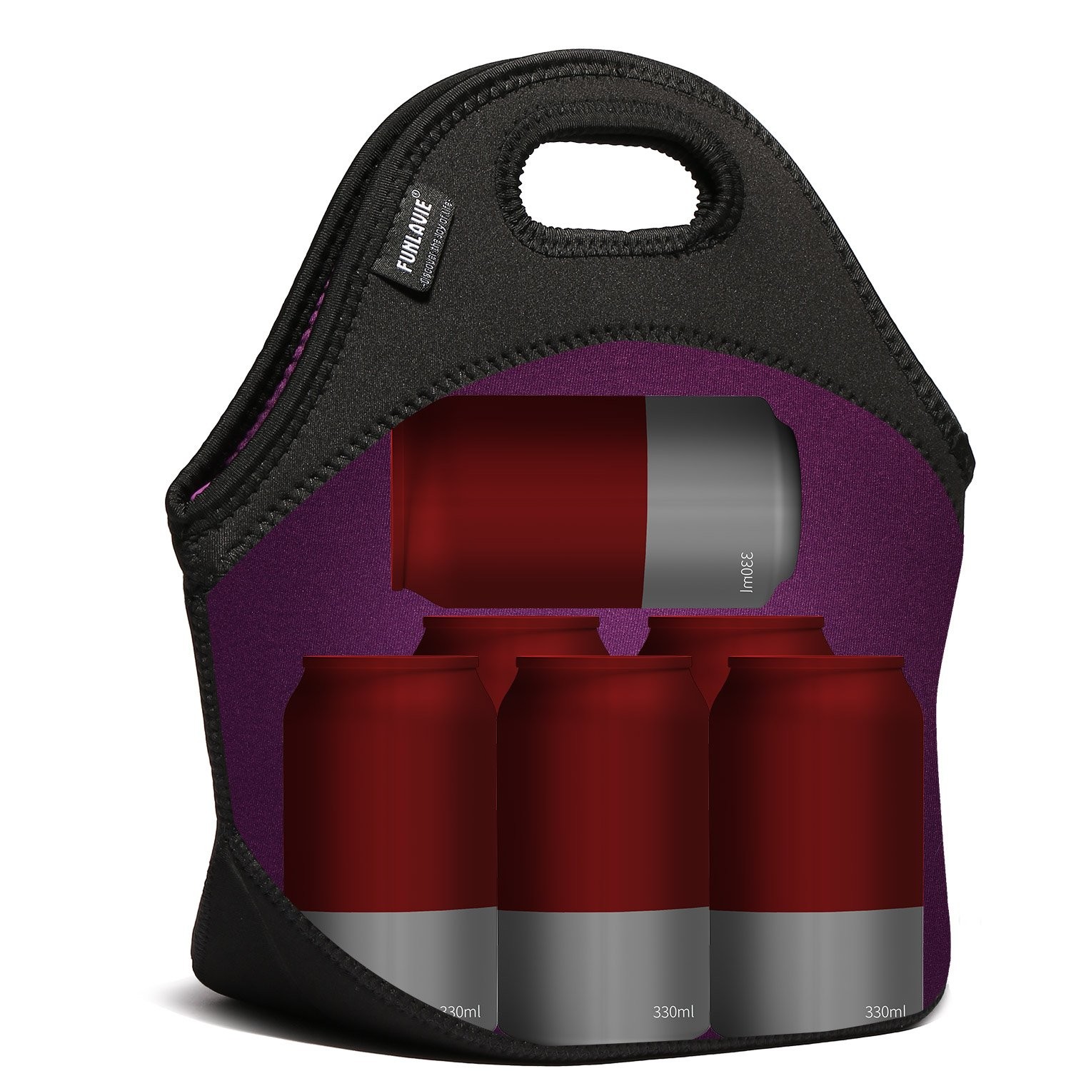 FUN LAVIE Neoprene Lunch Bag for Men, Small Insulated Small, Black