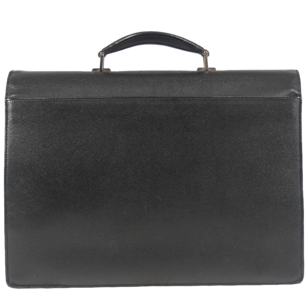 BALLY Business Bag Black Genuine Leather Briefcase Luxury With Key 14x41x32cm