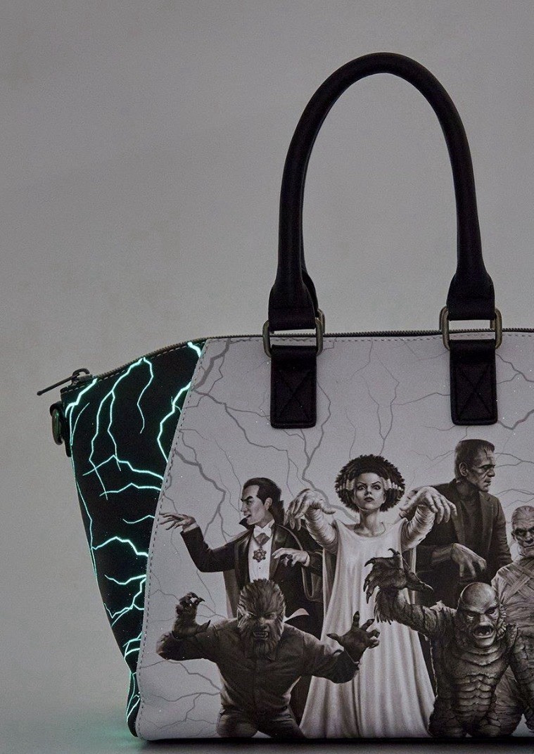 Loungefly Universal Monsters Glow-In-The-Dark Satchel Bag Frankenstein Dracula