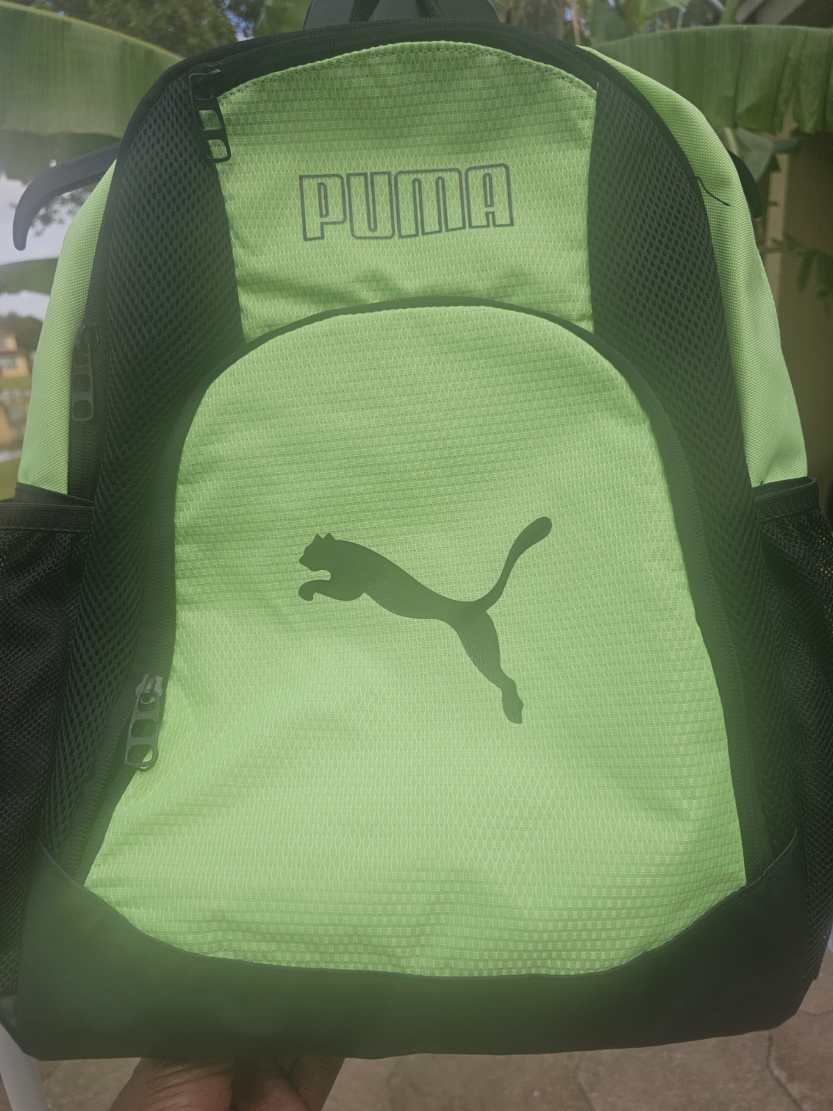 PUMA 15″ Laptop Training Backpack Black and fluorescent green 859594-02 Large