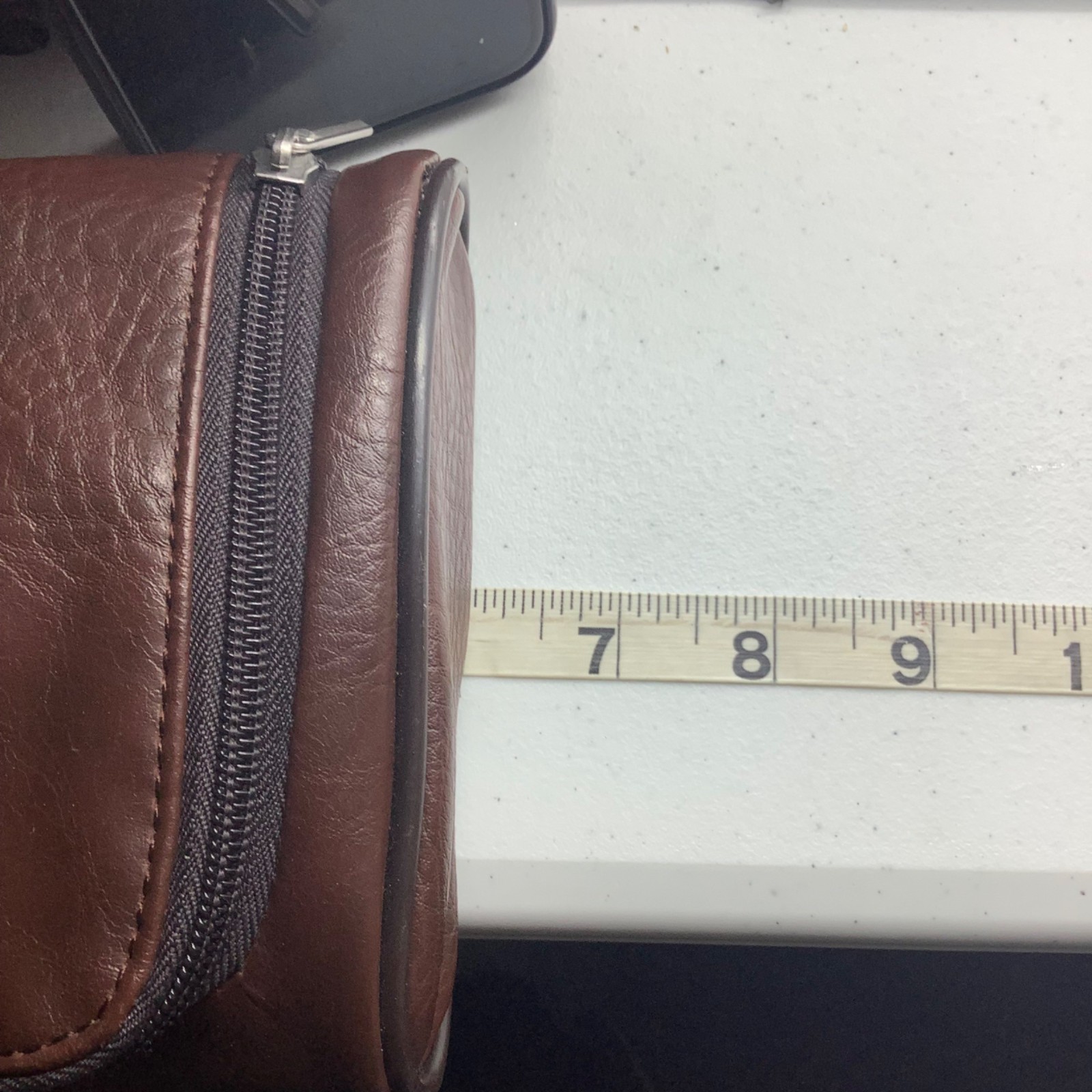 Perry Ellis Portfolio Brown Toiletry Bag Zipper Compartments 6”x5.5”x2”